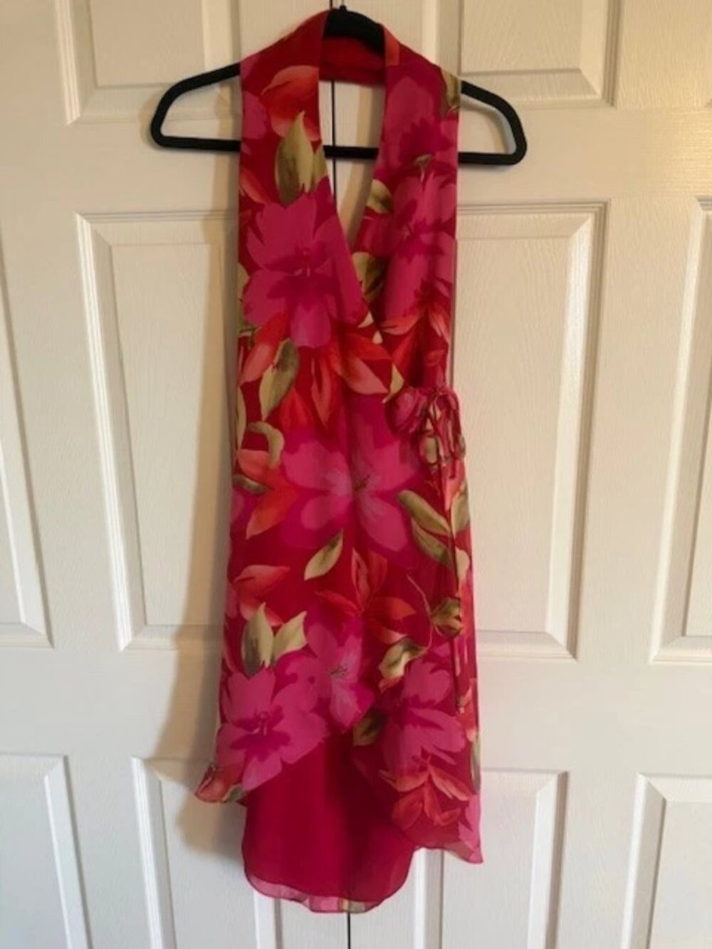 Red Floral Halter Dress